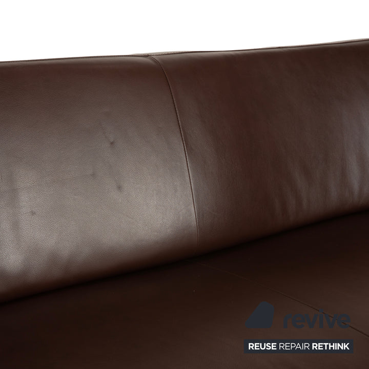 Canapé trois places en cuir marron Willi Schillig Taboo - Fonctionnement manuel