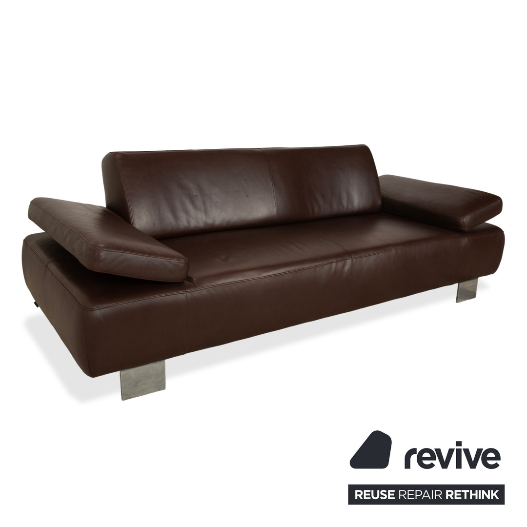 Canapé trois places en cuir marron Willi Schillig Taboo - Fonctionnement manuel