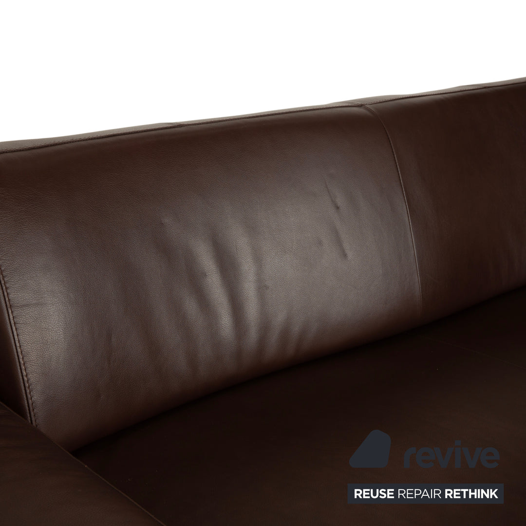 Canapé trois places en cuir marron Willi Schillig Taboo - Fonctionnement manuel