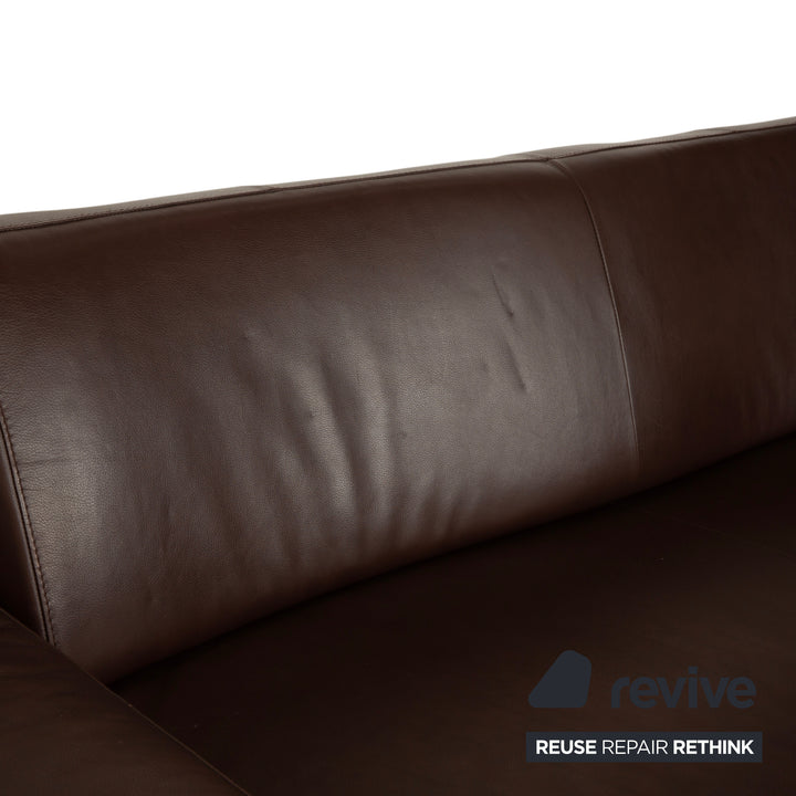 Canapé trois places en cuir marron Willi Schillig Taboo - Fonctionnement manuel