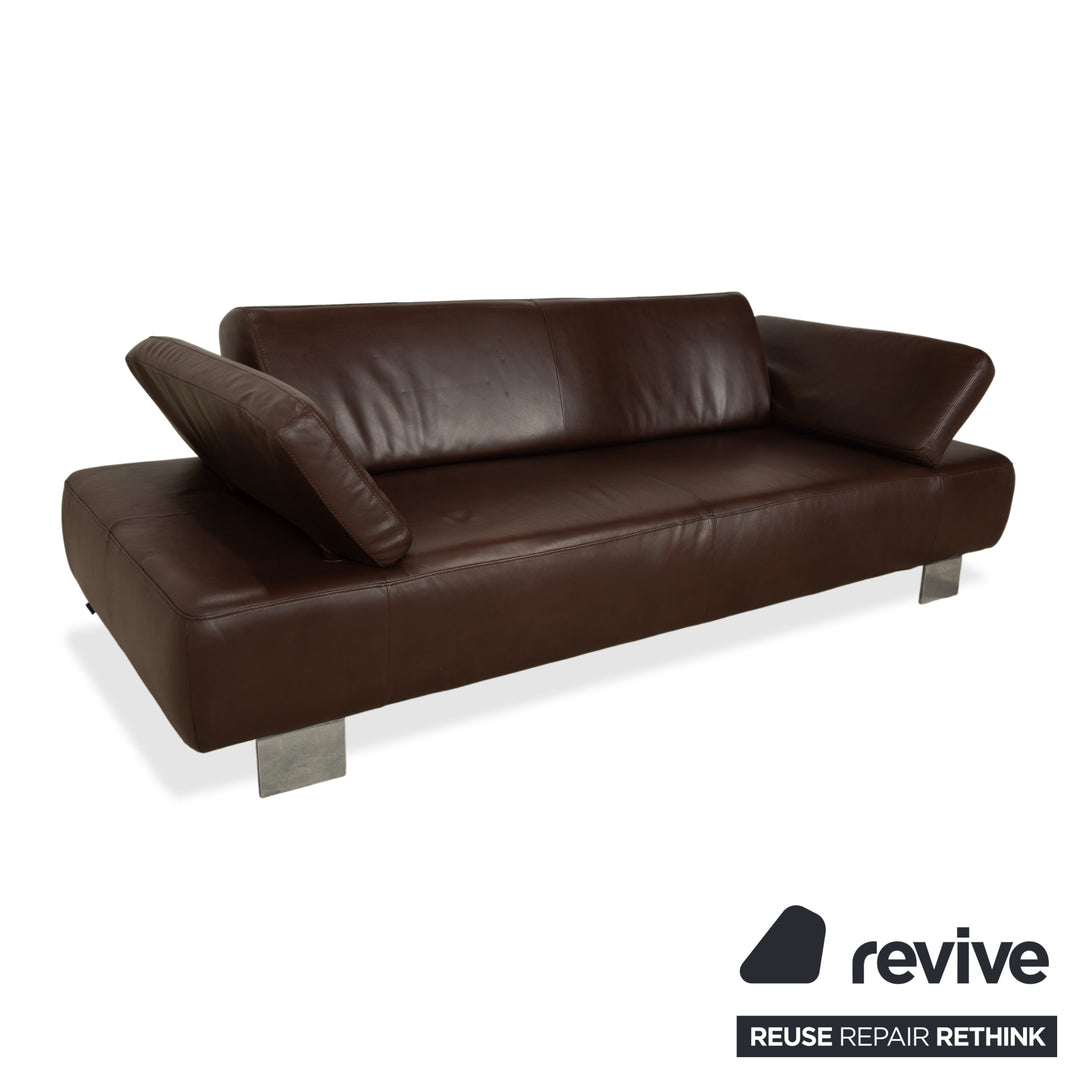 Willi Schillig Taboo Leder Dreisitzer Braun Sofa Couch manuelle Funktion