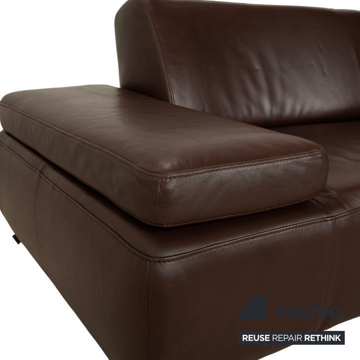 Canapé trois places en cuir marron Willi Schillig Taboo - Fonctionnement manuel