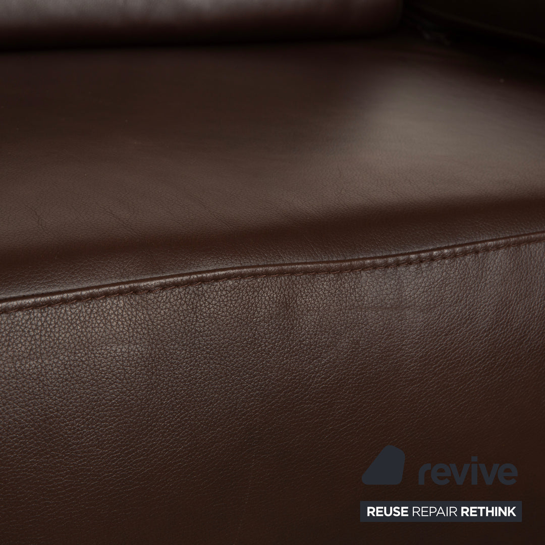 Canapé trois places en cuir marron Willi Schillig Taboo - Fonctionnement manuel