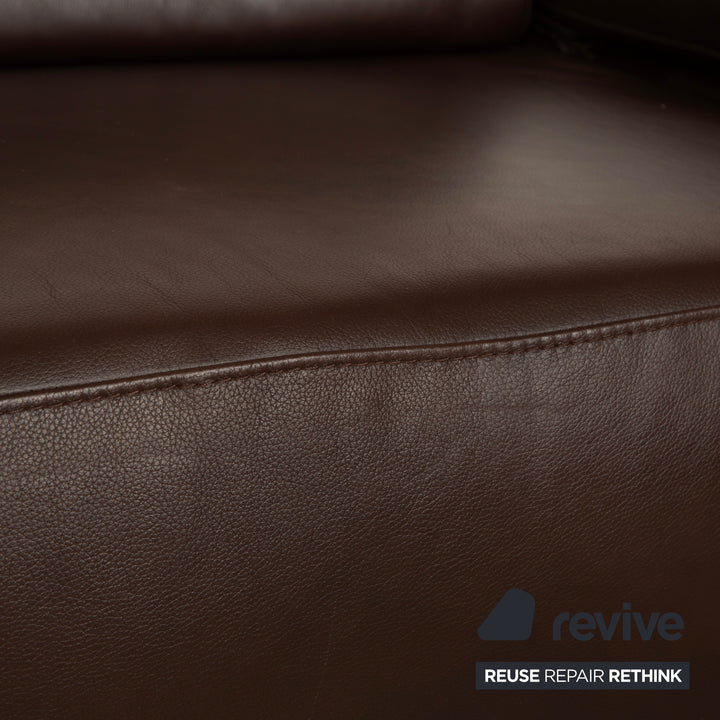 Canapé trois places en cuir marron Willi Schillig Taboo - Fonctionnement manuel