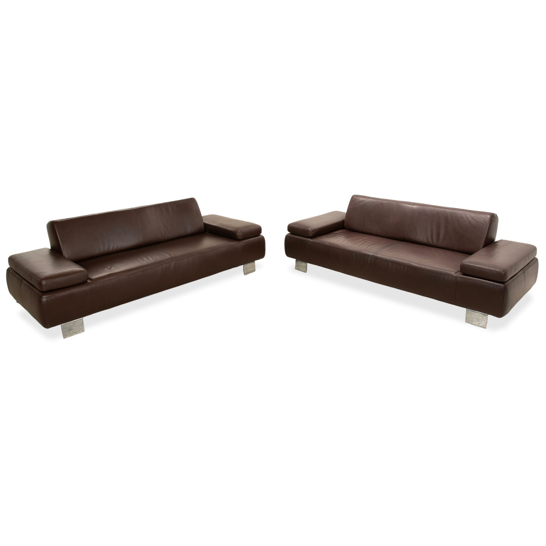 Canapé trois places en cuir marron Willi Schillig Taboo - Fonctionnement manuel