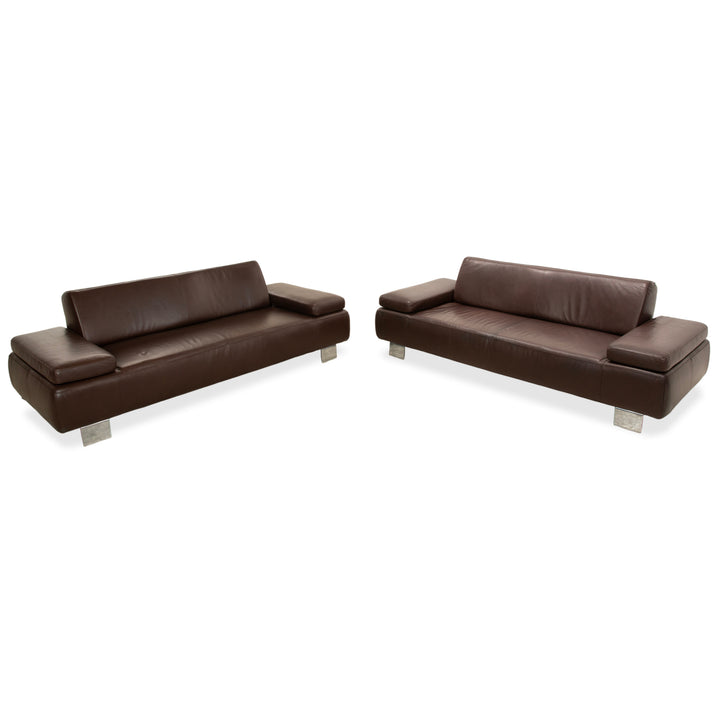 Canapé trois places en cuir marron Willi Schillig Taboo - Fonctionnement manuel