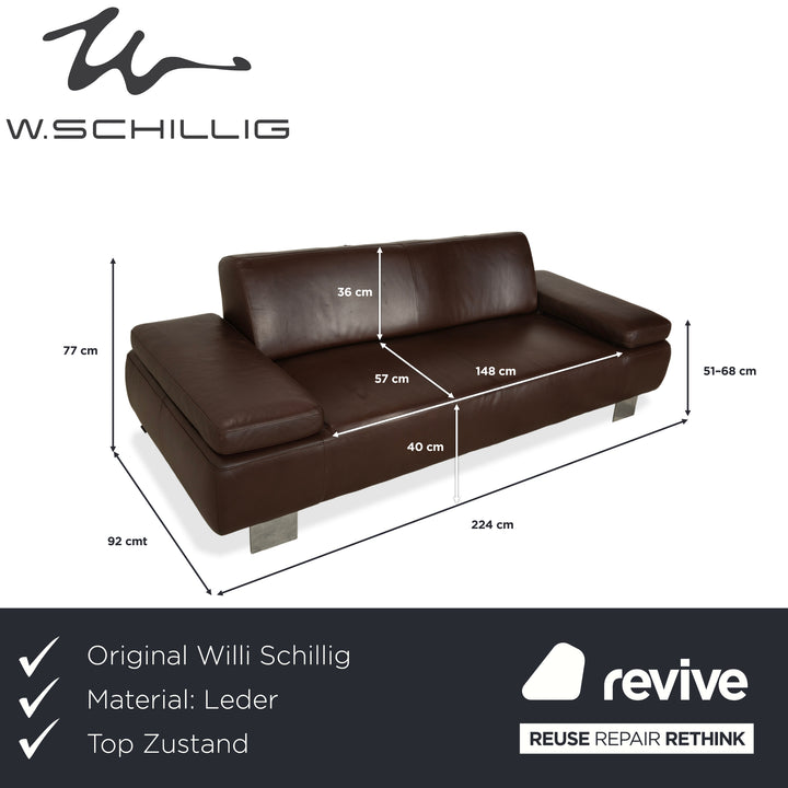 Canapé trois places en cuir marron Willi Schillig Taboo - Fonctionnement manuel