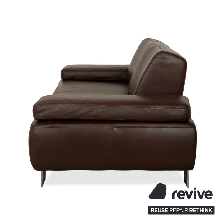 Willi Schillig Taboo Leder Dreisitzer Braun Sofa Couch manuelle Funktion