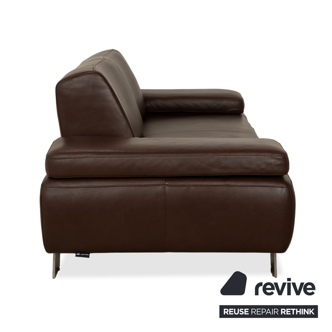 Willi Schillig Taboo Leder Dreisitzer Braun Sofa Couch manuelle Funktion