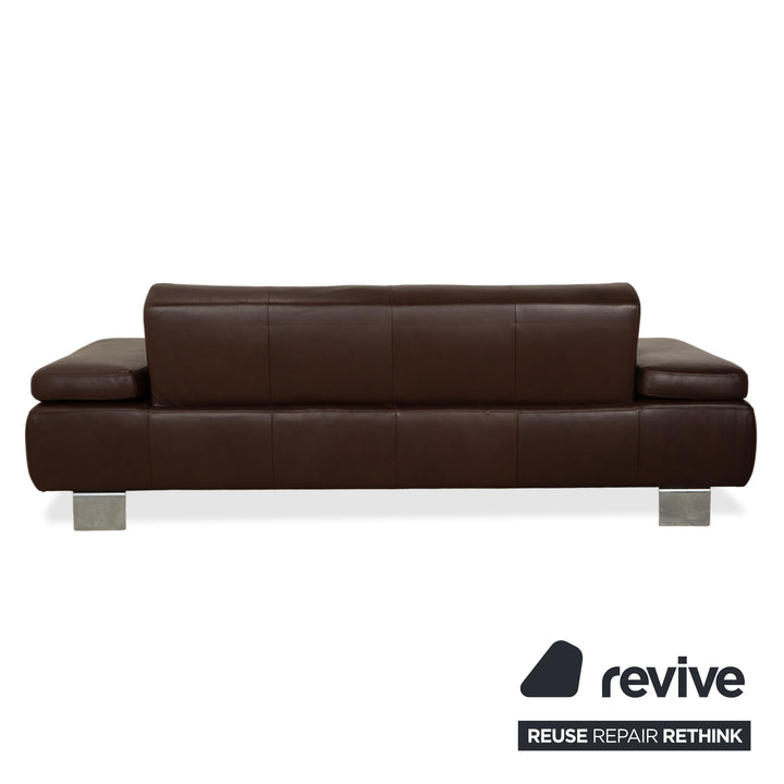 Canapé trois places en cuir marron Willi Schillig Taboo - Fonctionnement manuel