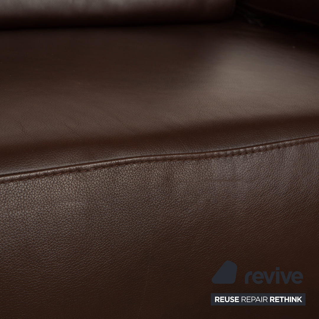 Willi Schillig Taboo Leder Dreisitzer Braun Sofa Couch manuelle Funktion