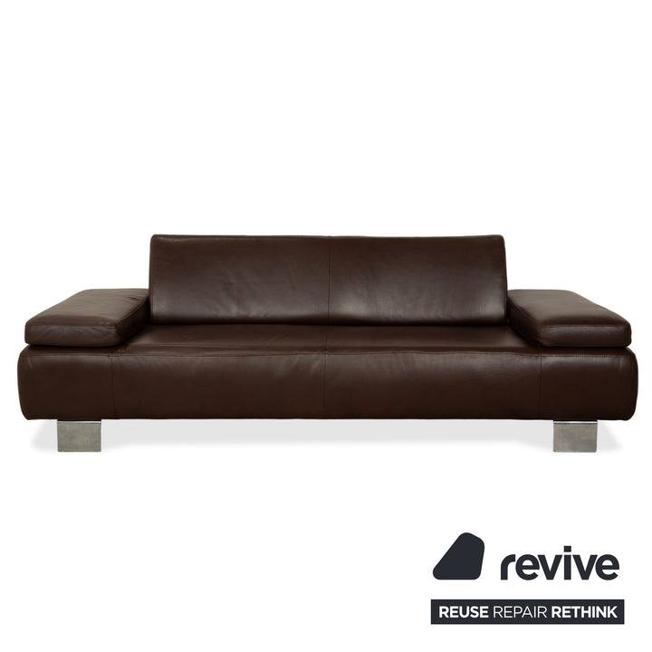 Willi Schillig Taboo Leder Dreisitzer Braun Sofa Couch manuelle Funktion
