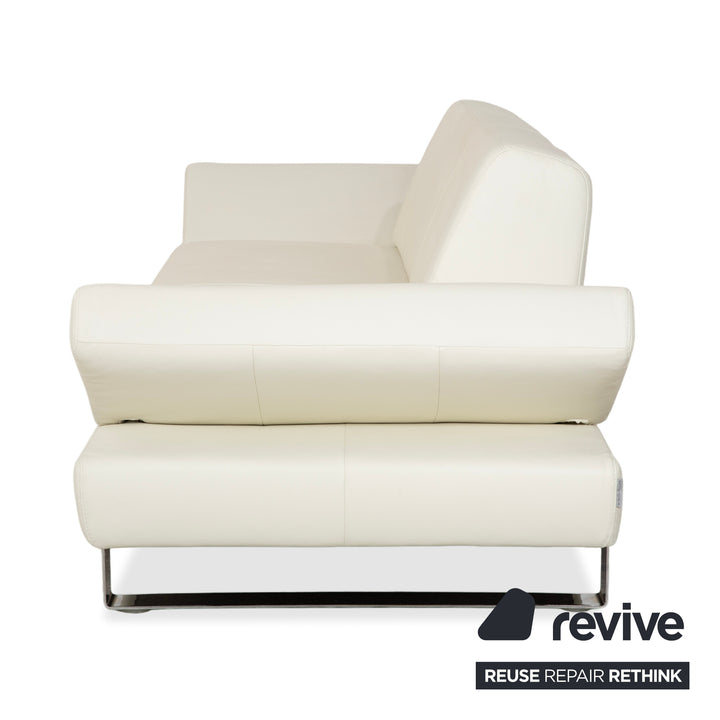 Willi Schillig Taboo Leder Dreisitzer Creme Weiß Sofa Couch