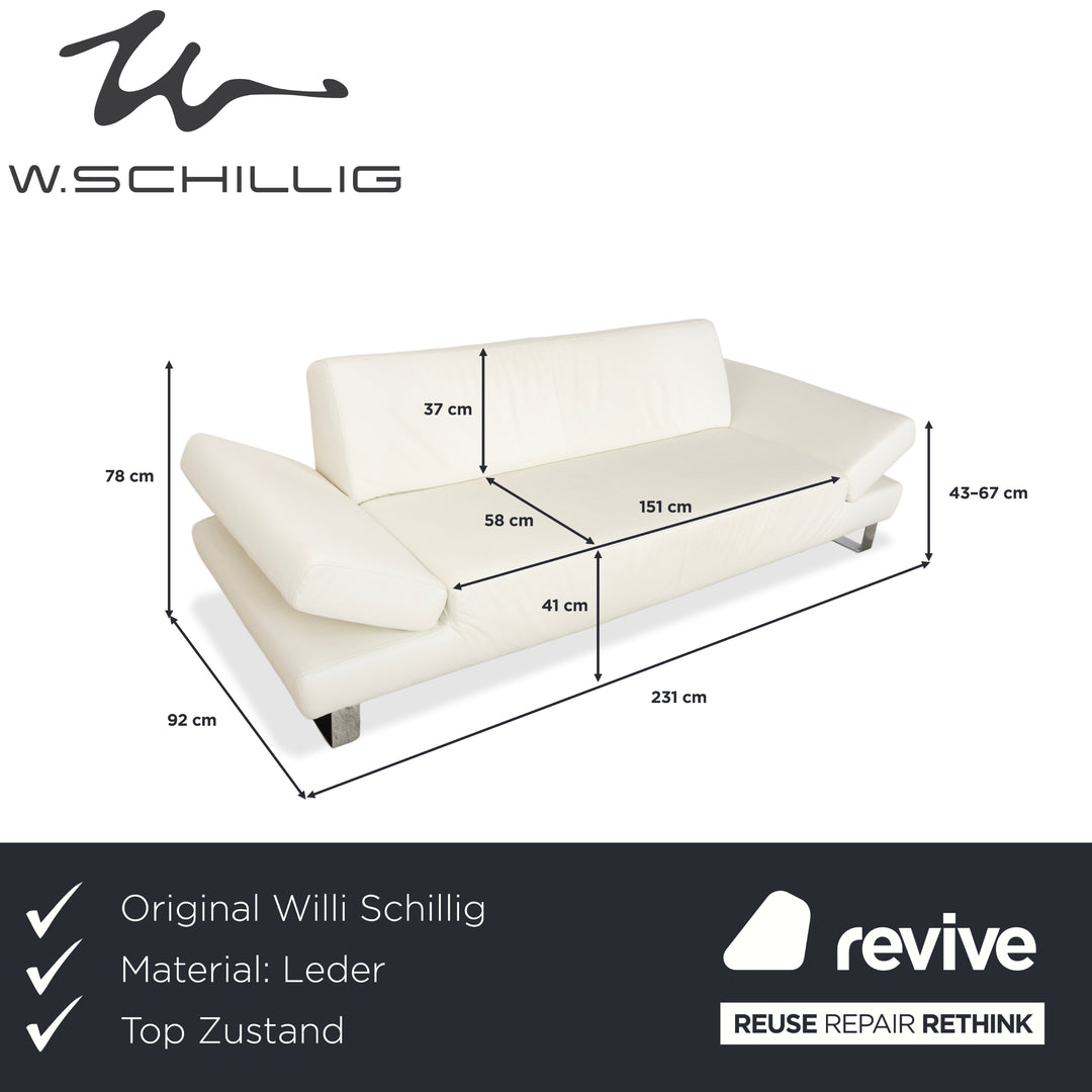 Willi Schillig Taboo Leder Dreisitzer Creme Weiß Sofa Couch
