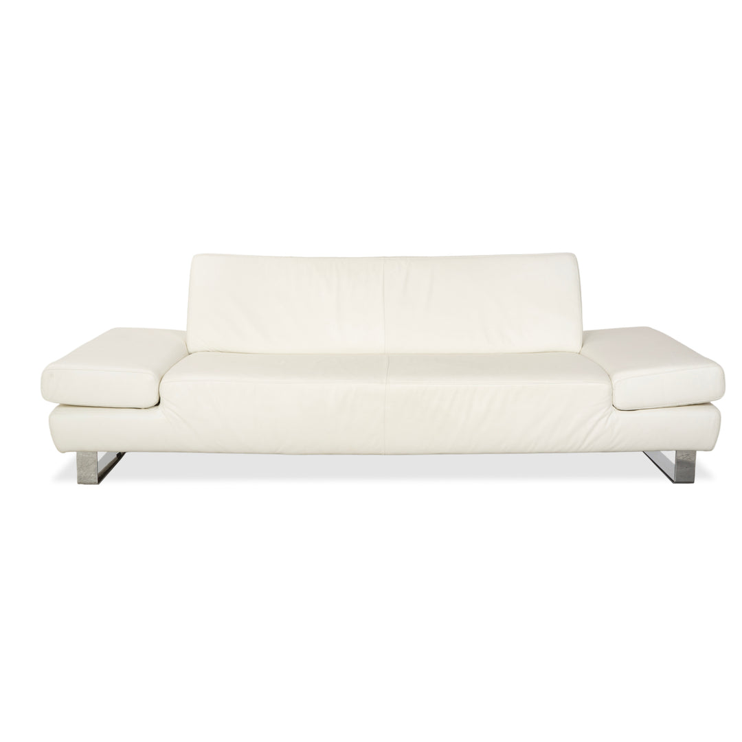Willi Schillig Taboo Leder Dreisitzer Creme Weiß Sofa Couch