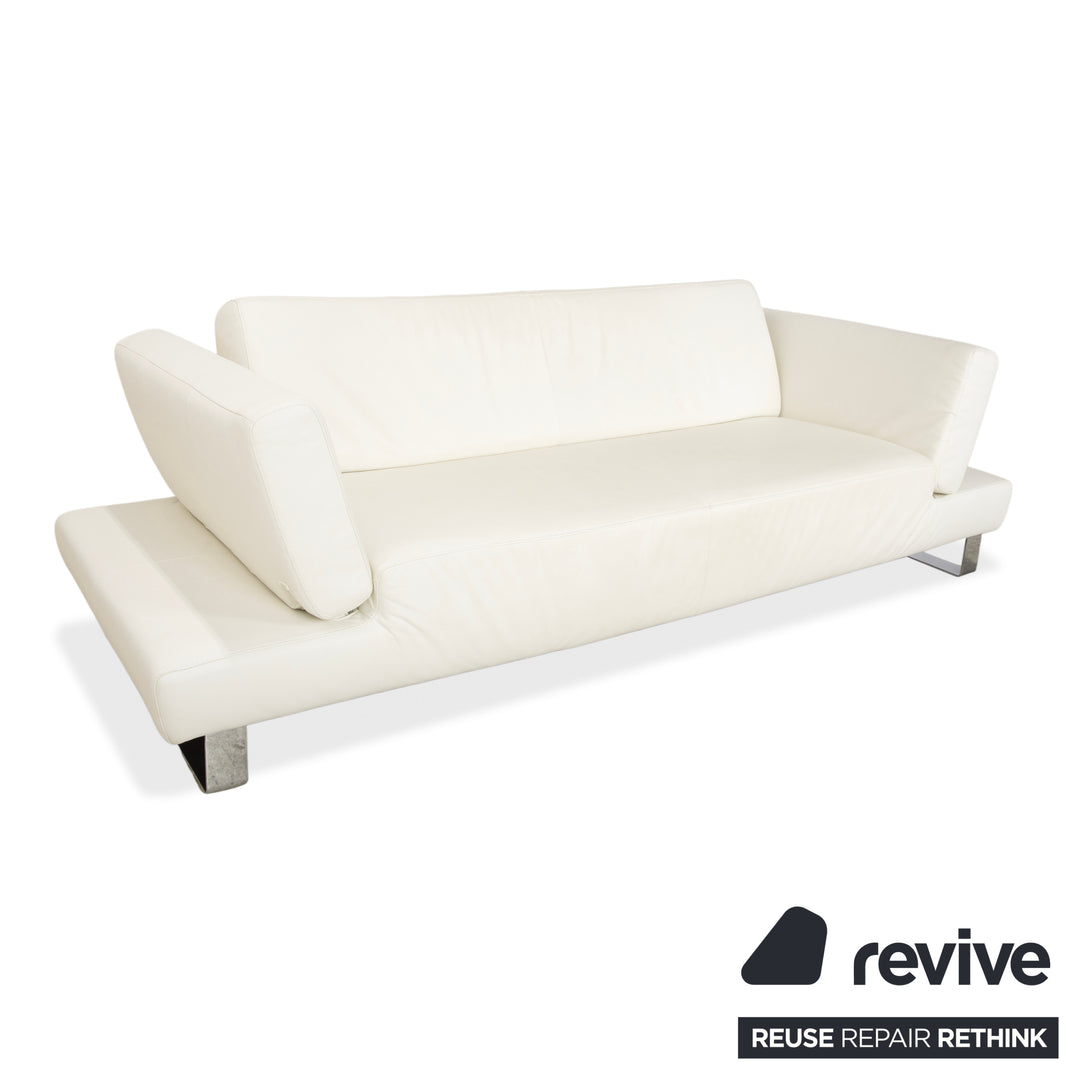Willi Schillig Taboo Leder Dreisitzer Creme Weiß Sofa Couch