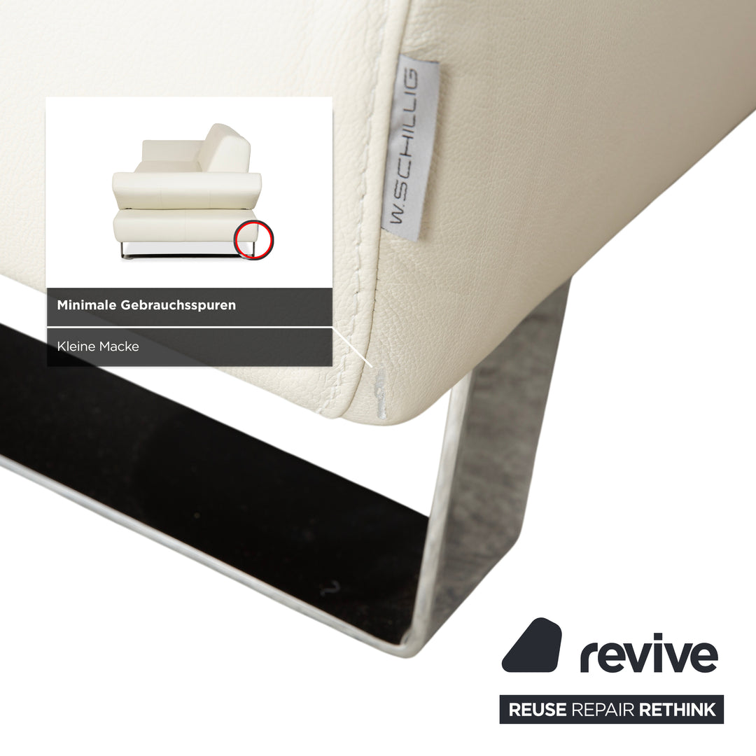 Willi Schillig Taboo Leder Dreisitzer Creme Weiß Sofa Couch