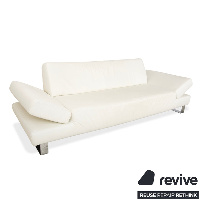 Willi Schillig Taboo Leder Dreisitzer Creme Weiß Sofa Couch