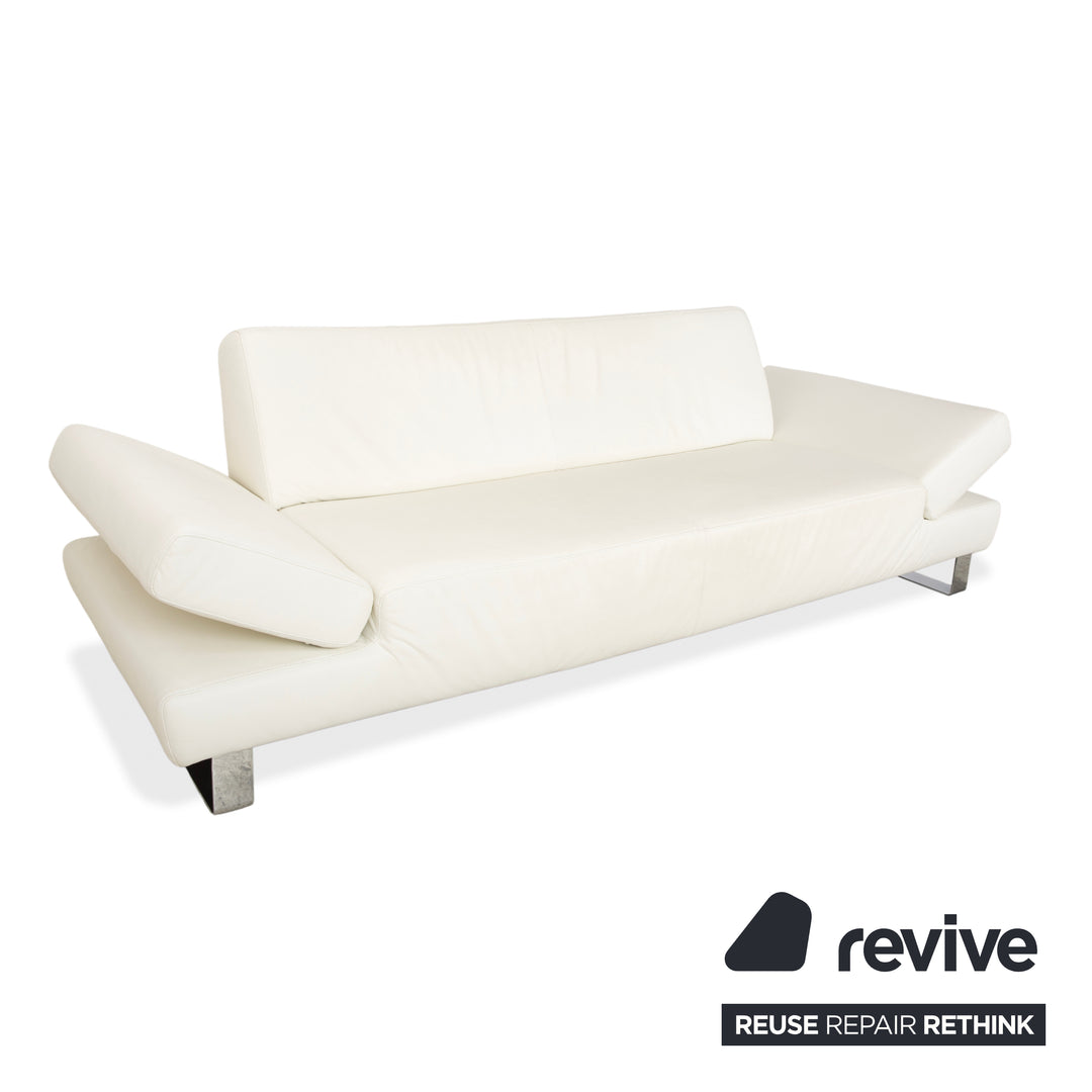 Willi Schillig Taboo Leder Dreisitzer Creme Weiß Sofa Couch
