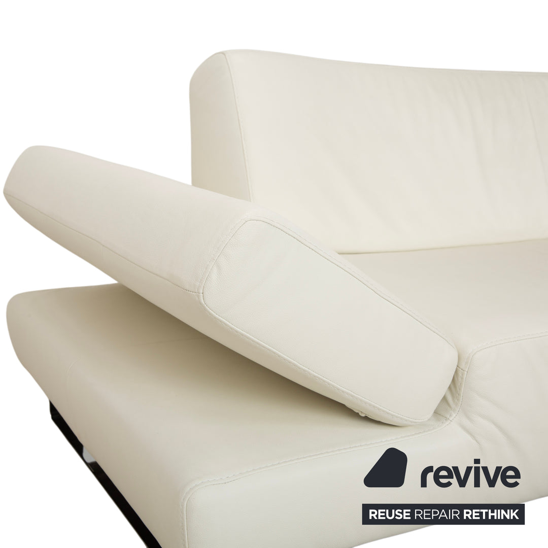 Willi Schillig Taboo Leder Dreisitzer Creme Weiß Sofa Couch