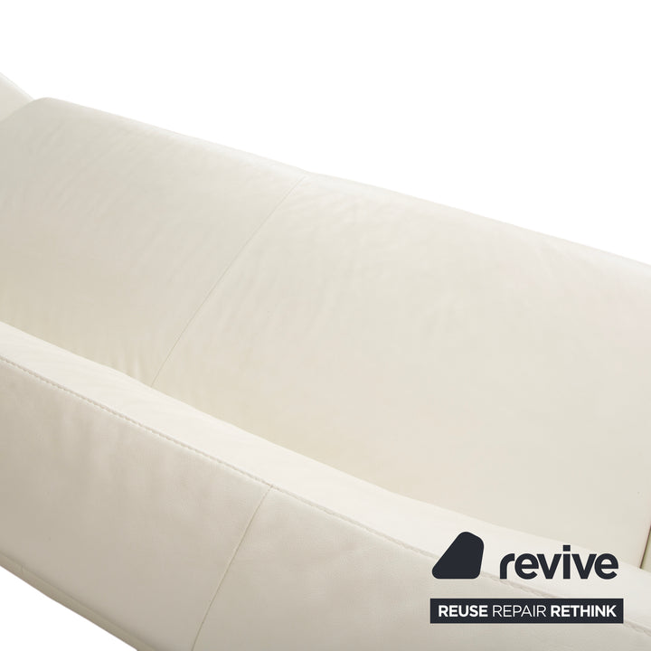 Willi Schillig Taboo Leder Dreisitzer Creme Weiß Sofa Couch