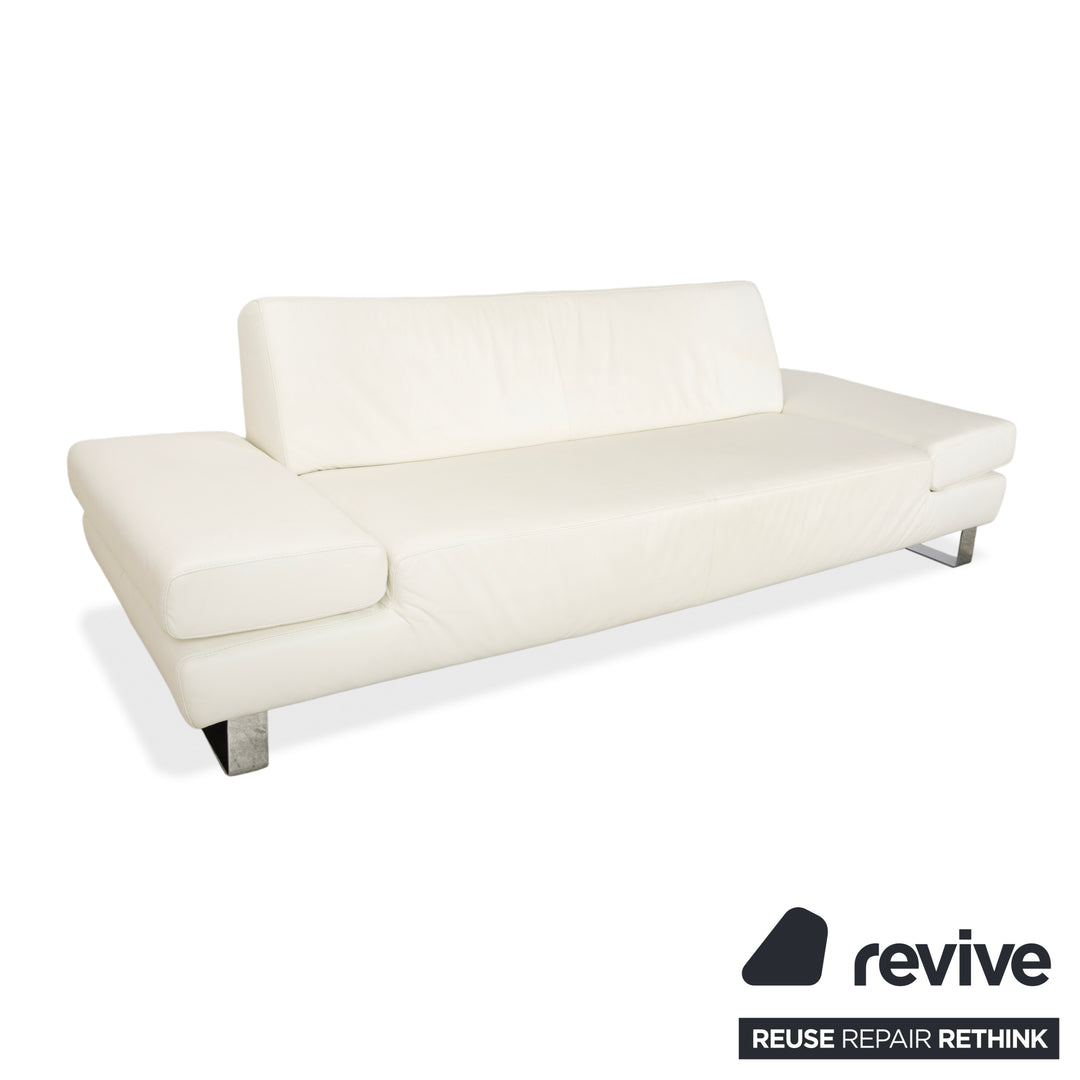 Willi Schillig Taboo Leder Dreisitzer Creme Weiß Sofa Couch