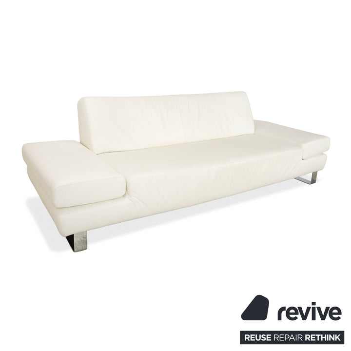 Willi Schillig Taboo Leder Dreisitzer Creme Weiß Sofa Couch