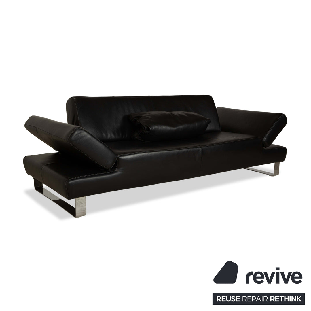 Willi Schillig Taboo Leder Dreisitzer Sofa Couch Schwarz manuelle Funktion