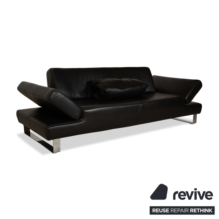 Willi Schillig Taboo Leder Dreisitzer Sofa Couch Schwarz manuelle Funktion