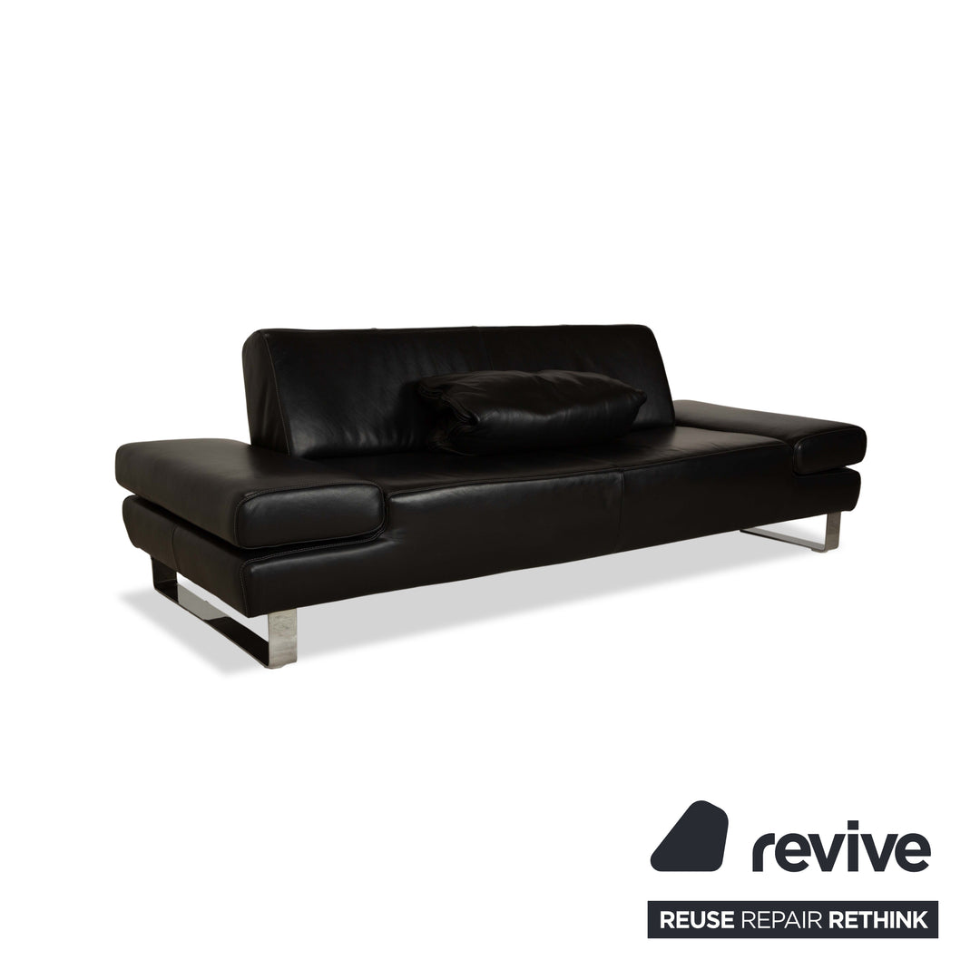 Willi Schillig Taboo Leder Dreisitzer Sofa Couch Schwarz manuelle Funktion