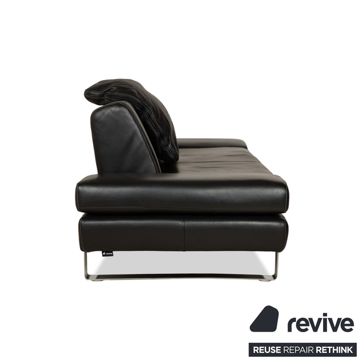 Willi Schillig Taboo Leder Dreisitzer Sofa Couch Schwarz manuelle Funktion