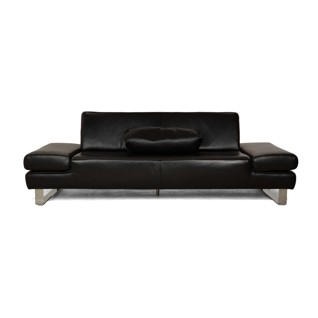 Willi Schillig Taboo Leder Dreisitzer Sofa Couch Schwarz manuelle Funktion