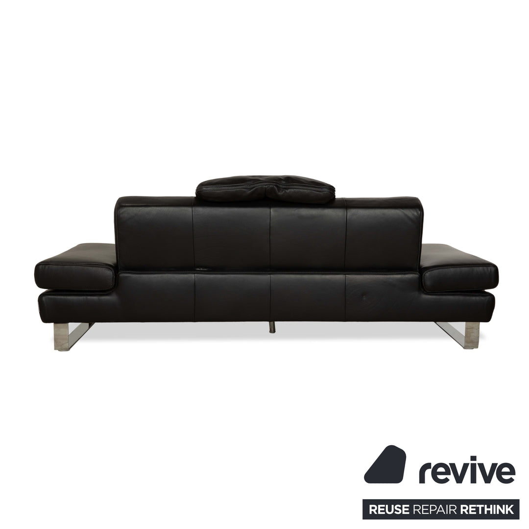 Willi Schillig Taboo Leder Dreisitzer Sofa Couch Schwarz manuelle Funktion