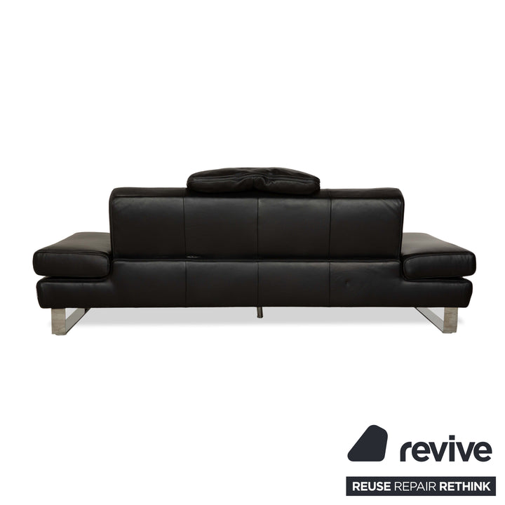 Willi Schillig Taboo Leder Dreisitzer Sofa Couch Schwarz manuelle Funktion