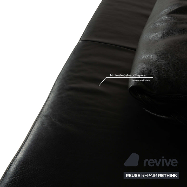 Willi Schillig Taboo Leder Dreisitzer Sofa Couch Schwarz manuelle Funktion