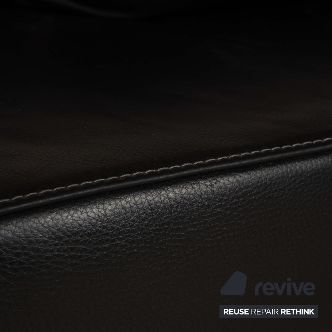 Willi Schillig Taboo Leder Dreisitzer Sofa Couch Schwarz manuelle Funktion