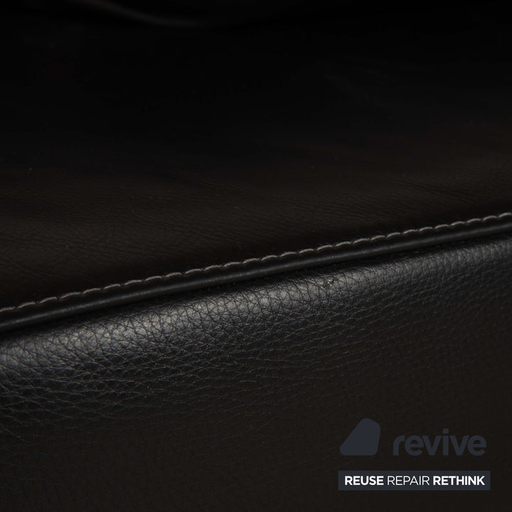 Willi Schillig Taboo Leder Dreisitzer Sofa Couch Schwarz manuelle Funktion