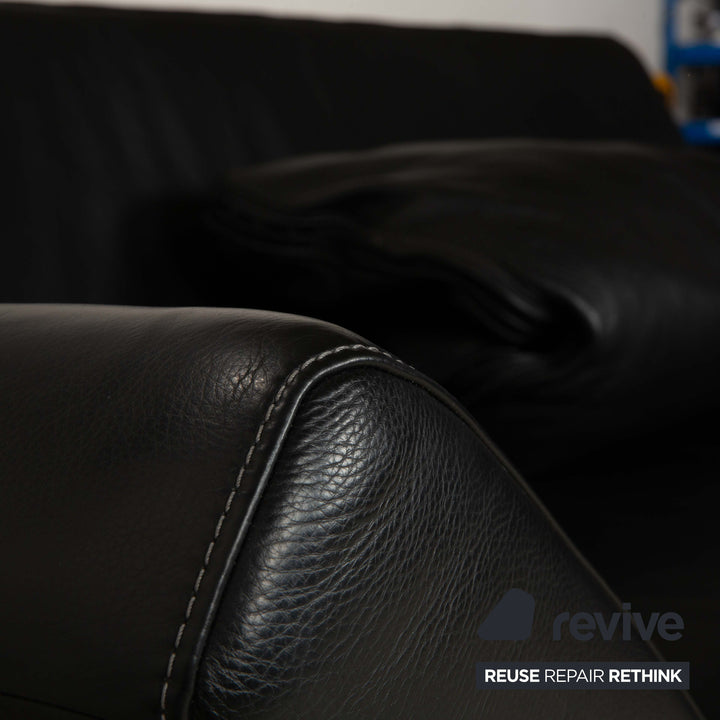 Willi Schillig Taboo Leder Dreisitzer Sofa Couch Schwarz manuelle Funktion