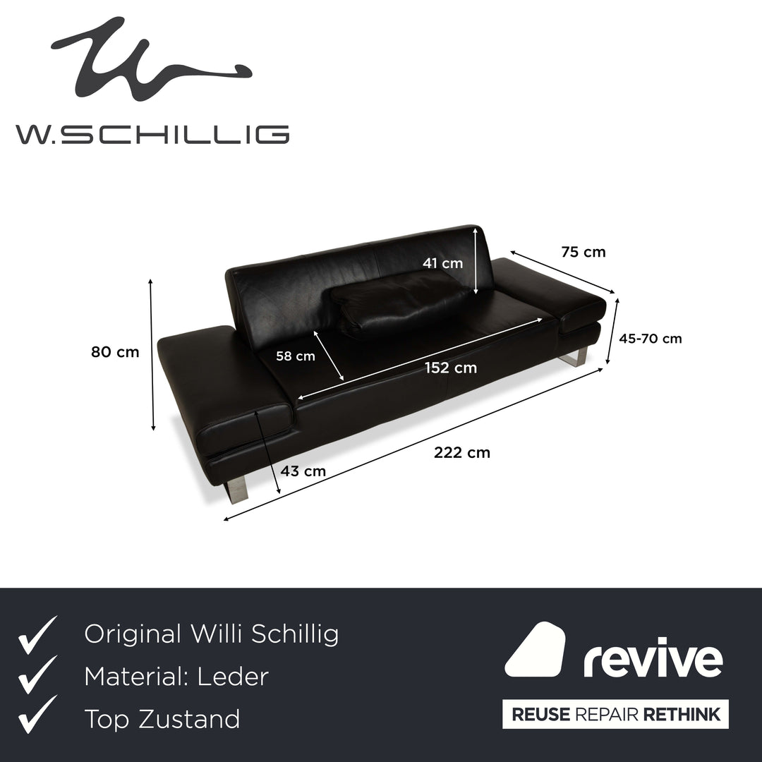 Willi Schillig Taboo Leder Dreisitzer Sofa Couch Schwarz manuelle Funktion