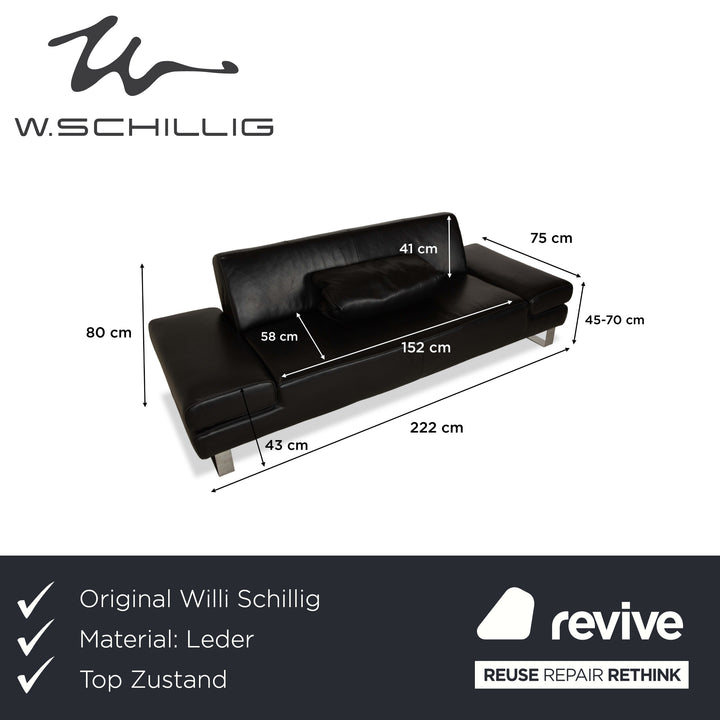 Willi Schillig Taboo Leder Dreisitzer Sofa Couch Schwarz manuelle Funktion