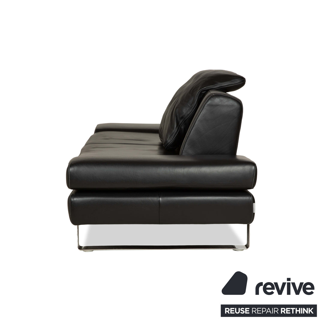 Willi Schillig Taboo Leder Dreisitzer Sofa Couch Schwarz manuelle Funktion