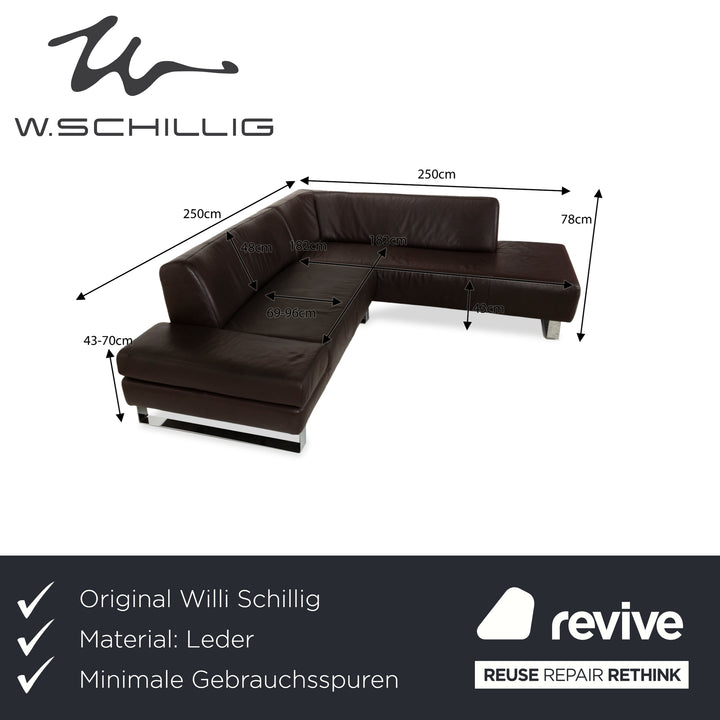 Willi Schillig Taboo Leder Ecksofa Braun Recamiere Rechts manuelle Funktion Sofa Couch