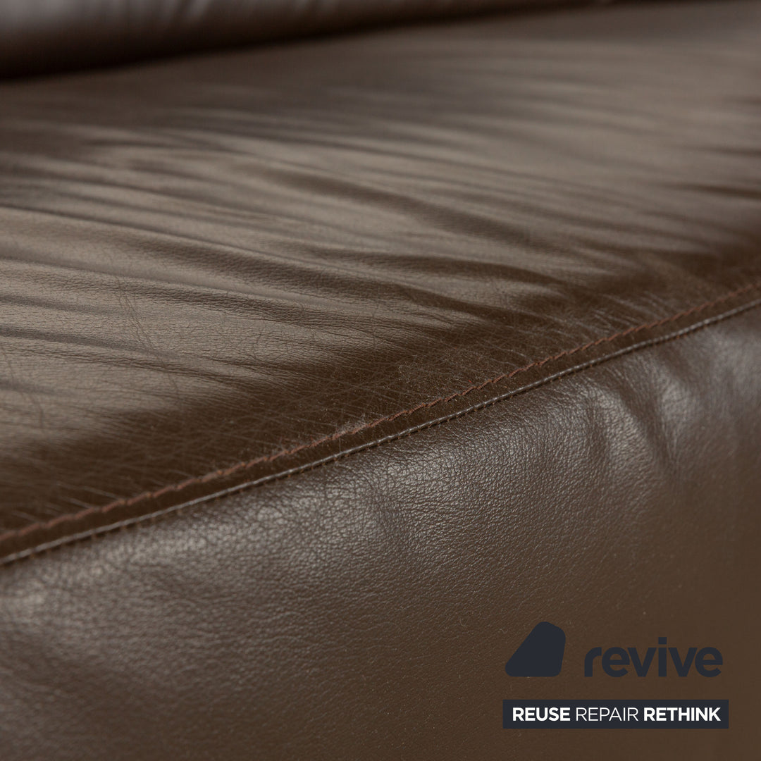 Willi Schillig Taboo leather corner sofa brown chaise longue right manual function sofa couch