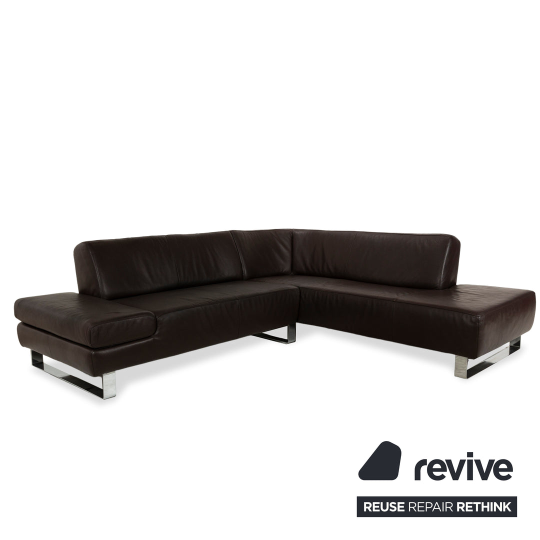 Willi Schillig Taboo Leder Ecksofa Braun Recamiere Rechts manuelle Funktion Sofa Couch