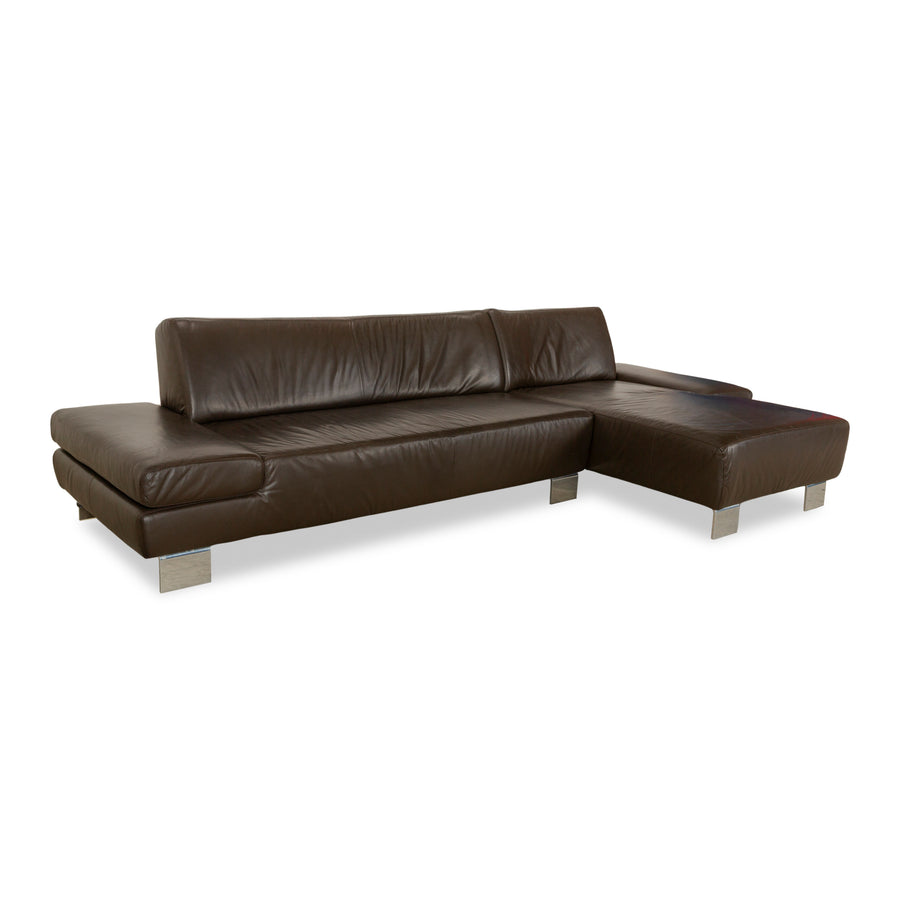 Willi Schillig Taboo leather corner sofa brown chaise longue right manual function sofa couch