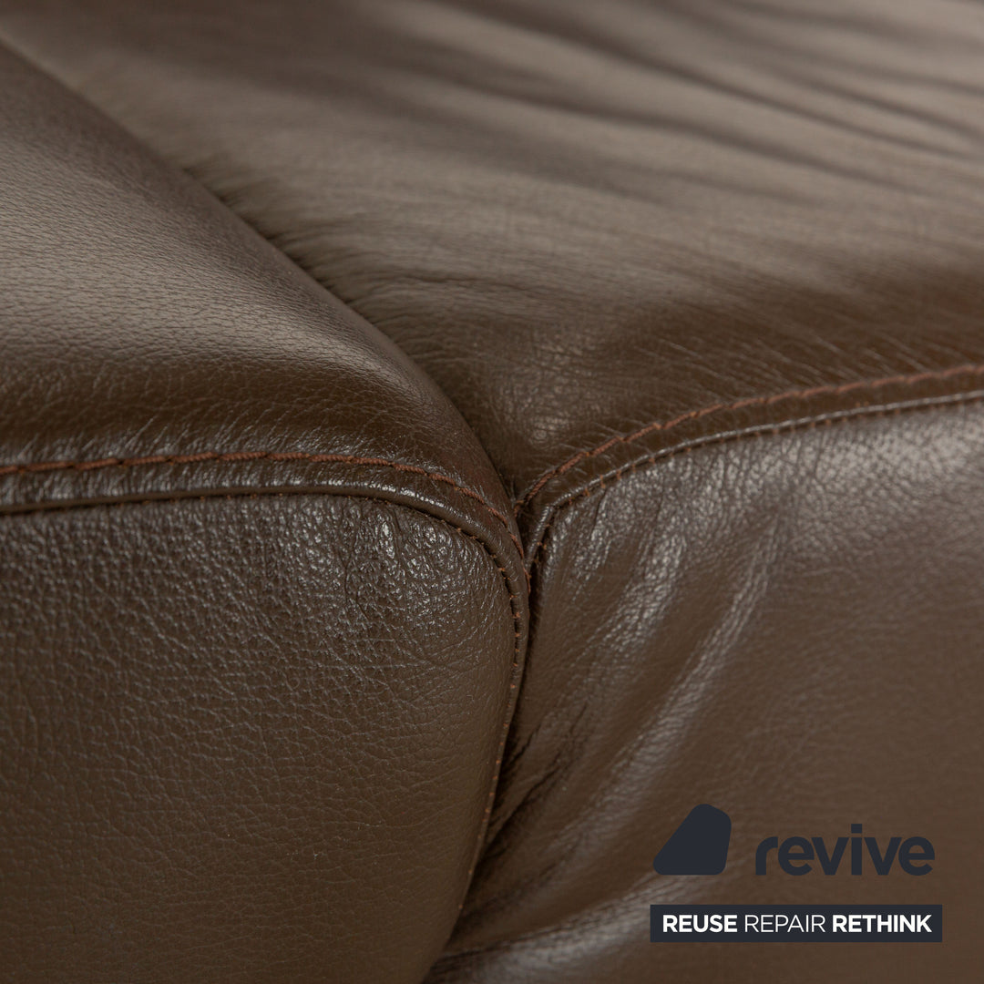 Willi Schillig Taboo leather corner sofa brown chaise longue right manual function sofa couch