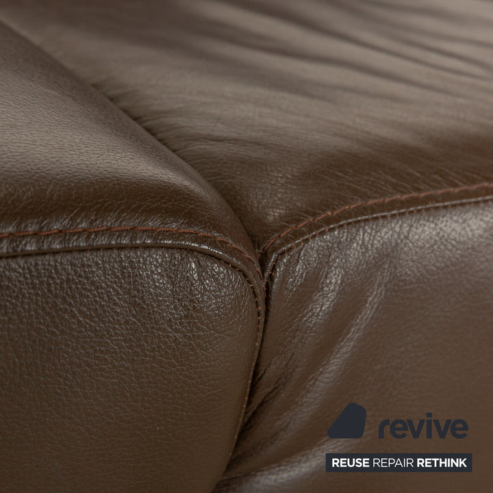 Willi Schillig Taboo leather corner sofa brown chaise longue right manual function sofa couch