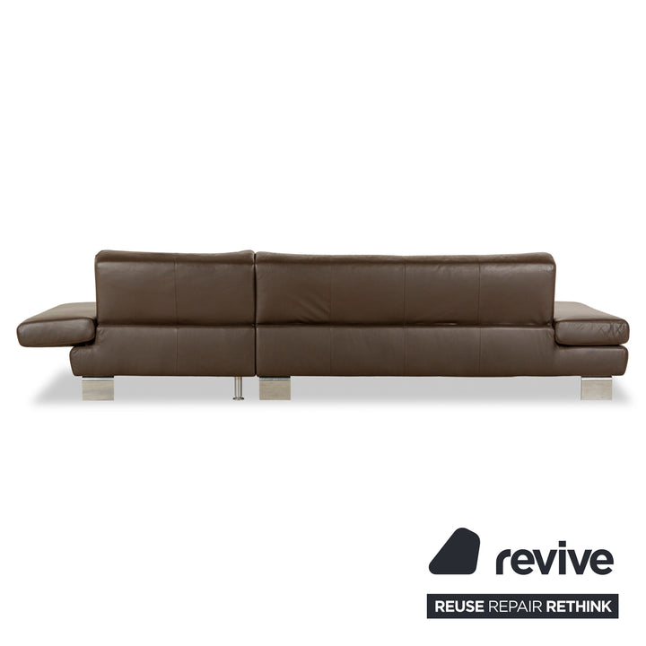 Willi Schillig Taboo leather corner sofa brown chaise longue right manual function sofa couch