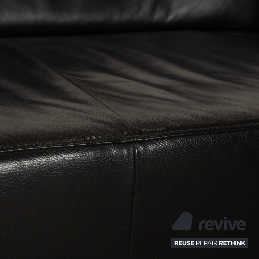 Willi Schillig Taboo Leder Ecksofa Hocker Schwarz manuelle Funktion Recamiere rechts Sofa Couch