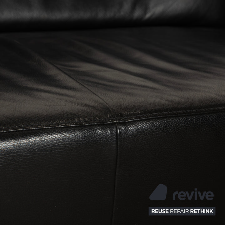Willi Schillig Taboo Leder Ecksofa Hocker Schwarz manuelle Funktion Recamiere rechts Sofa Couch